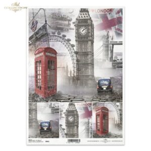 R0841 rijstpapier A4 met London van ITD-collections