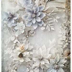 R1182L rijstpapier A3 met winterbloemen van ITD-collections