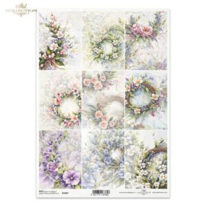 R2387 A4 rijstpapier met kleine plaatjes met voorjaarsbloemen 3